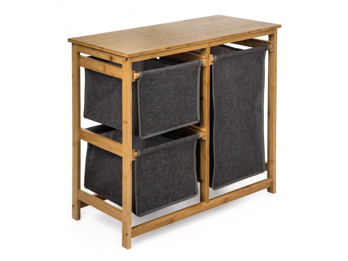 G21 Koš na prádlo  38 l s úložnými boxy, bambusový