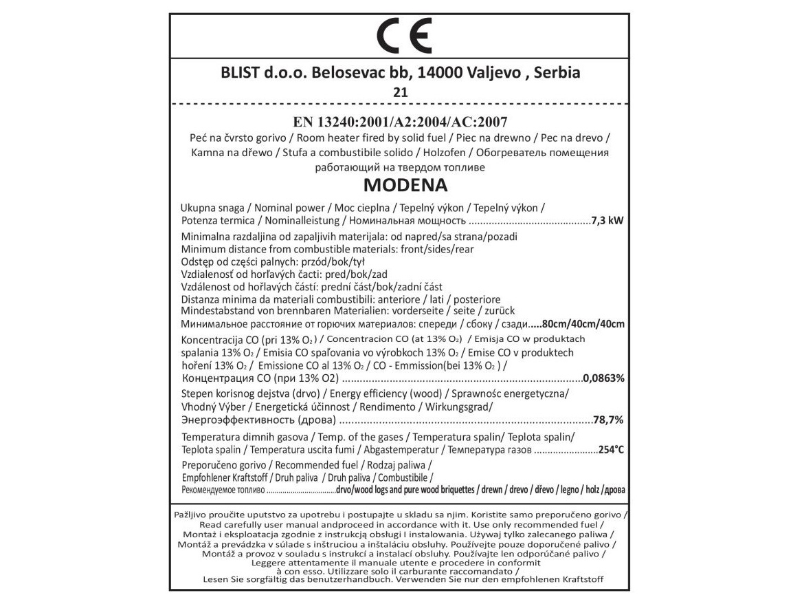 Blist Krbová kamna Blist MODENA - Red