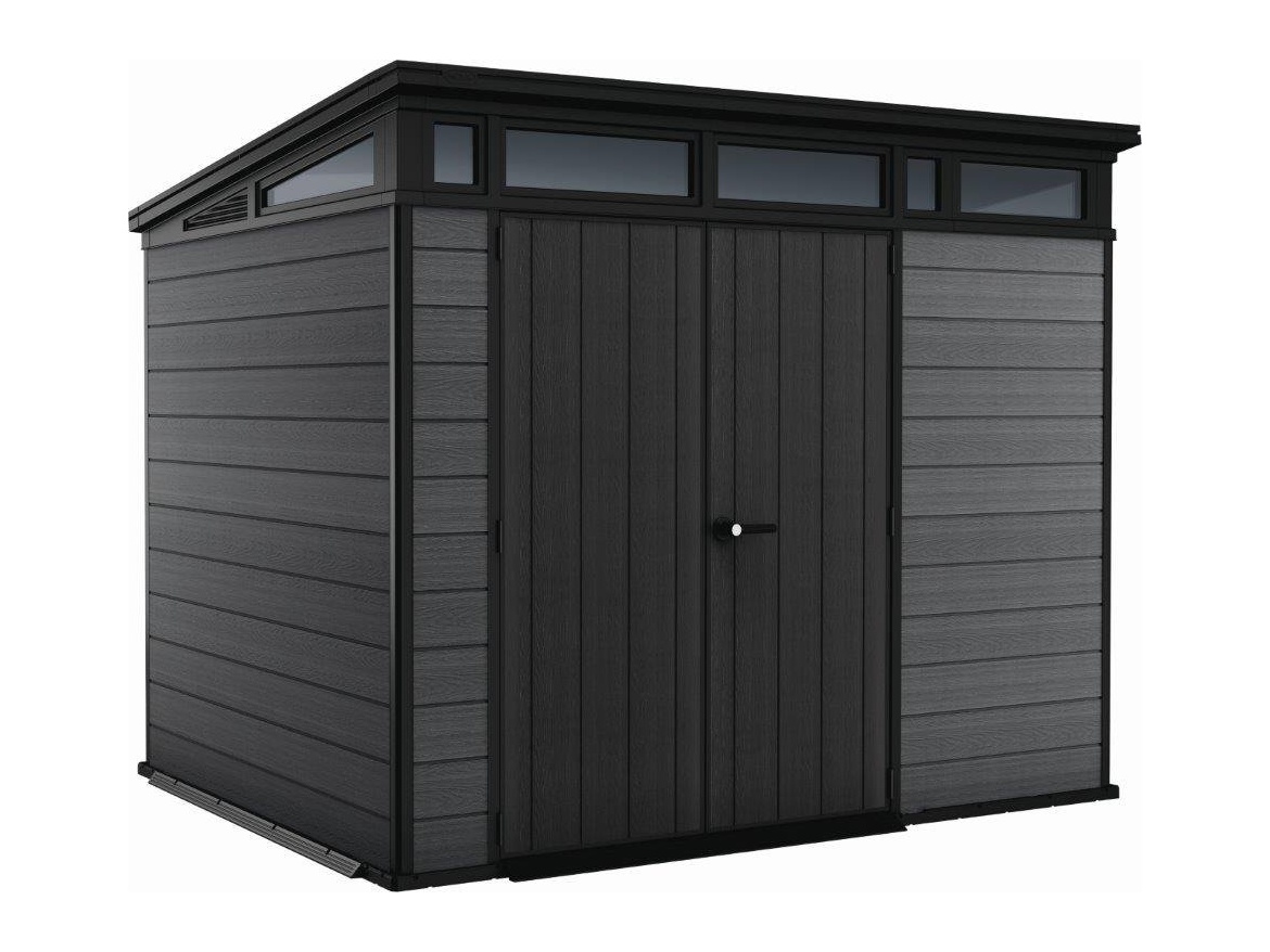 Plastový záhradný domček Keter Cortina 9x7 grafitový, s podlahou