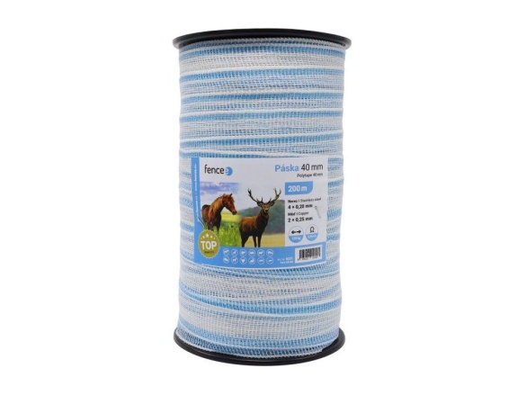 Scobax Páska pro elektrický ohradník, šířka 40 mm, bílo-modrá, délka 200 m
