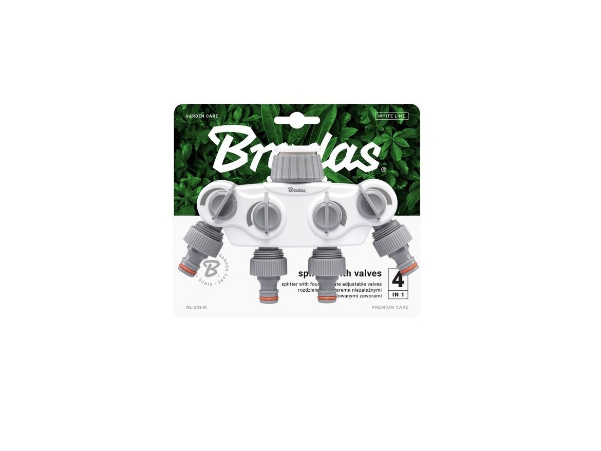 Bradas Čtyřcestný rozdělovač Bradas White Line SOLID s ventily pro kohout 1" nebo 3/4"