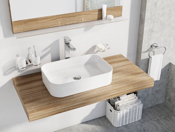 Ravak Umyvadlo Ceramic Slim R 55, bez otvoru pro baterii, bez přepadu, černá matná