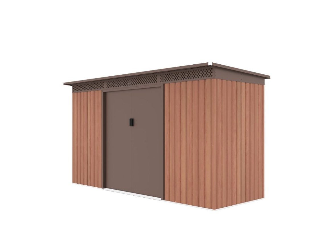 Plechový záhradný domček G21 GRAH 483 - 340 x 142 cm, hnědý