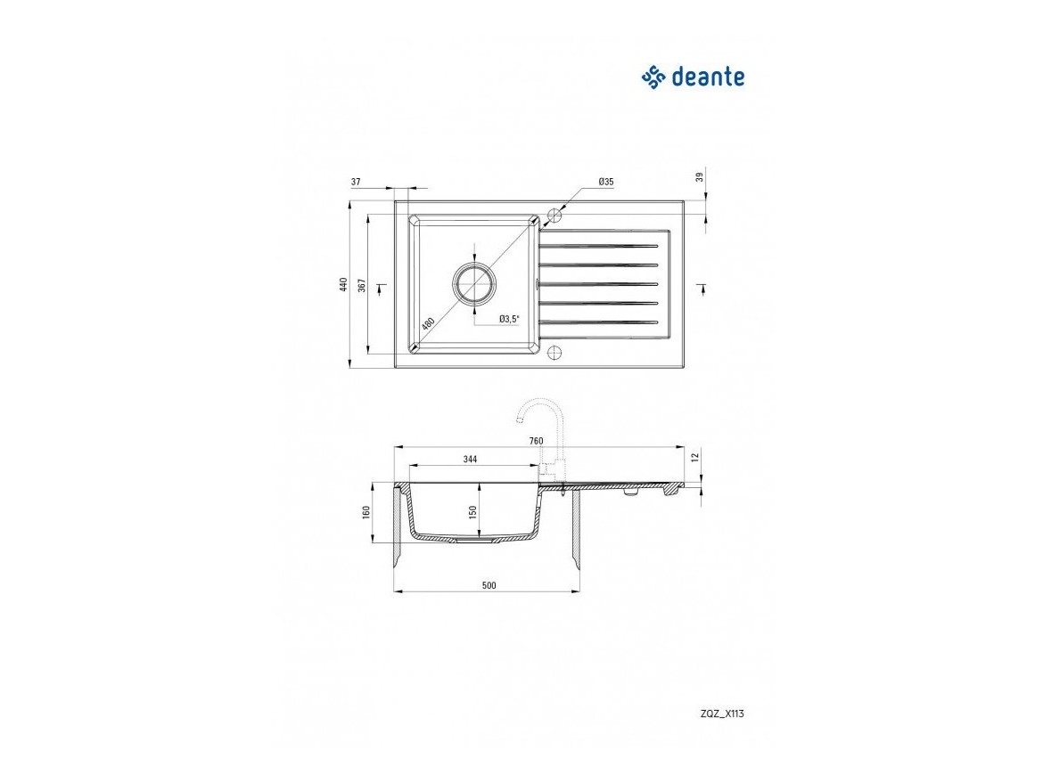 Kuchyňské dřezy Deante Zorba 760.0E