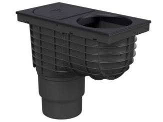 Alacsonyabb –  Kanalizační vpusť spodní D 110/125 kulatá pro svod ⌀100 mm černá