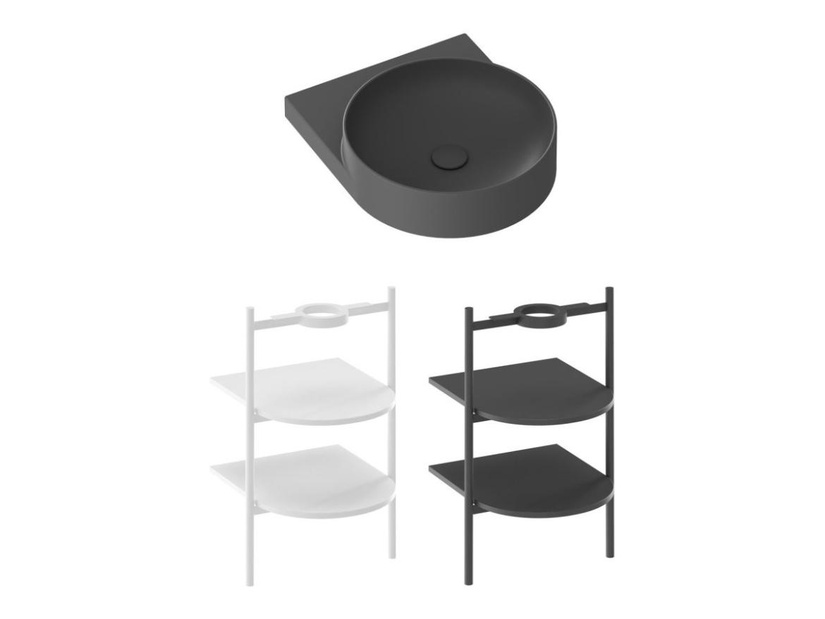 Ravak Umývadlo Yard 40, bez otvoru pre batériu, bez prepadu, Smoke Grey