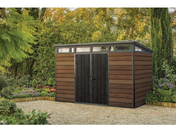 Plastový zahradní domek Keter Signature 11x7 Walnut, s podlahou