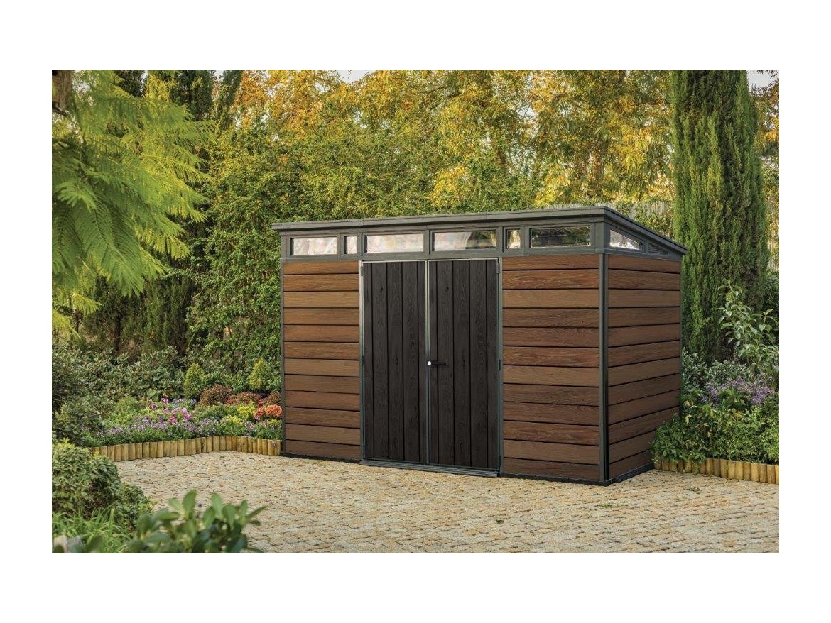 Plastový záhradný domček Keter Signature 11x7 Walnut, s podlahou