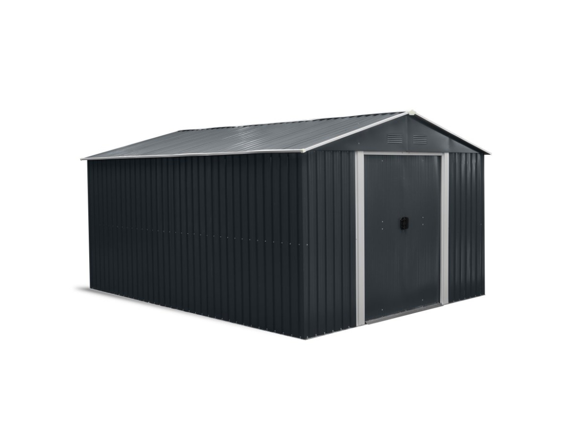 Zahradní domek kovový 3 x 3,7 m se sedlovou střechou antracit Riwall PRO RMSA 12x10 Anthracite