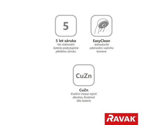 Ravak WF 025.00CR Vanová stojánková 5-otvorová baterie se sprchovým setem, vodopád, chrom
