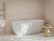 Ravak Vana Freedom O Tec 170x77 volně stojící, Alabaster Pink/bílá, krytka odtoku bílá/černá/chrom