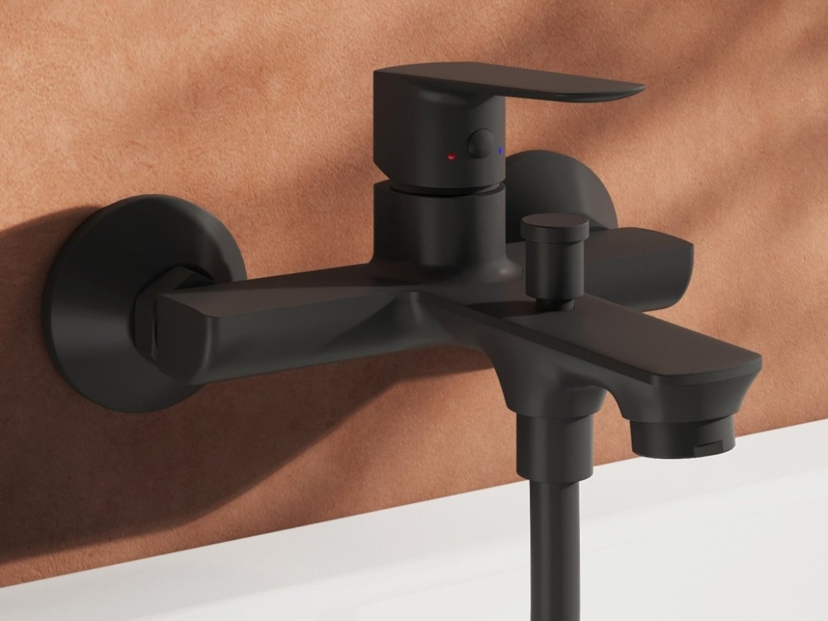 Ravak LF 022.20BLM.+S Vaňová nástenná batéria so sprchovým setom, čierna matná