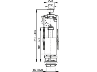 Příslušenství – Alcadrain Vypouštěcí ventil pro WC nádržky, A2000-CHROM