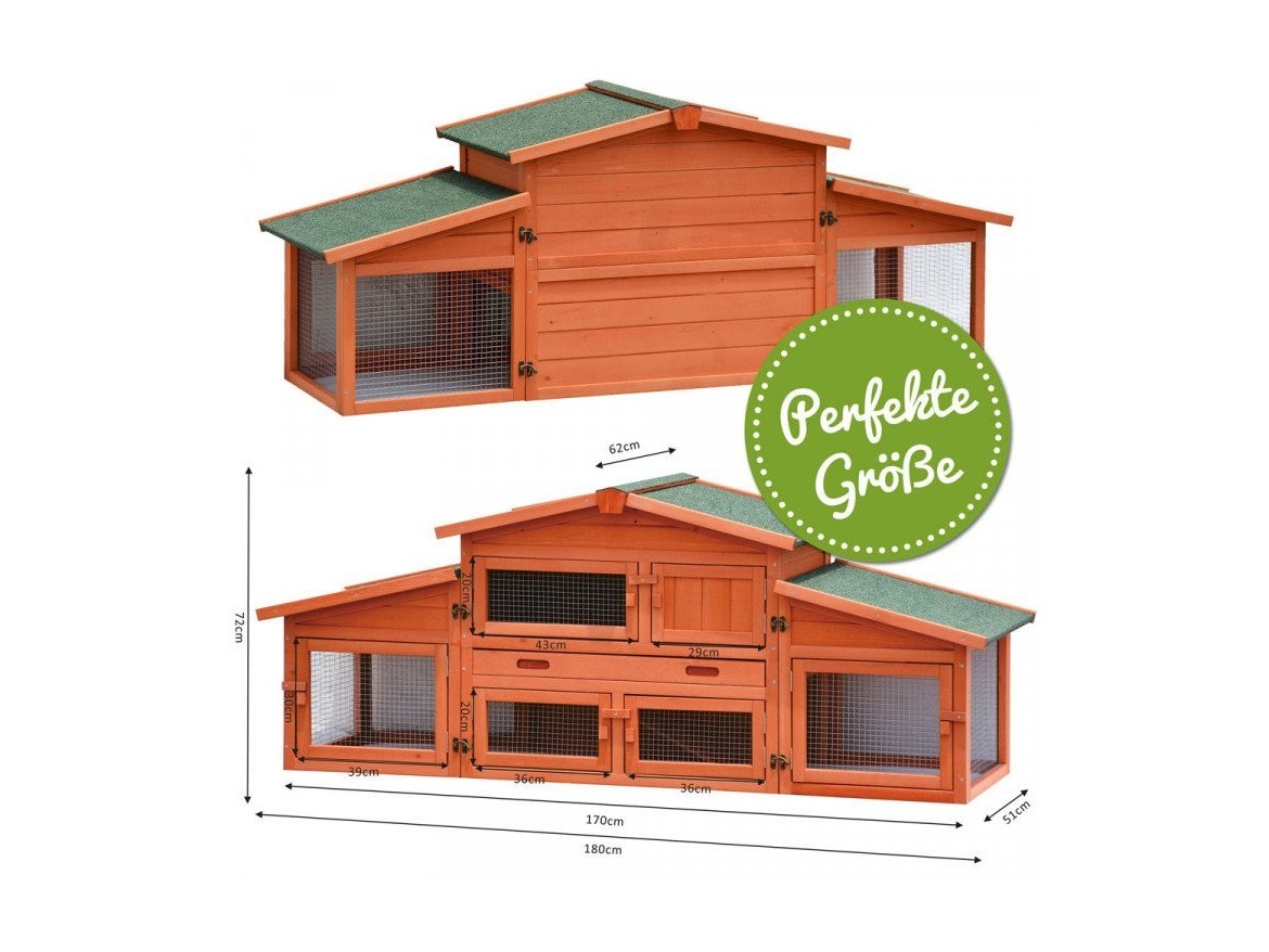 Scobax Dřevěná králíkárna PRACHATICE, 1800x620x720 mm