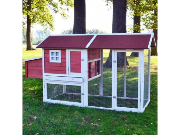 Kurník Scobax Dřevěný kurník MILÁNO RED MAXI, 2200x740x1200 mm