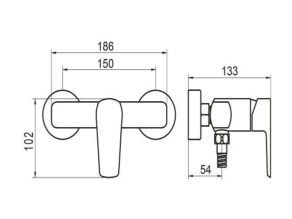 Novaservis Sprchová baterie Metalia 58 150 mm, černá, nástěnná, bez příslušenství,  58061/1,5