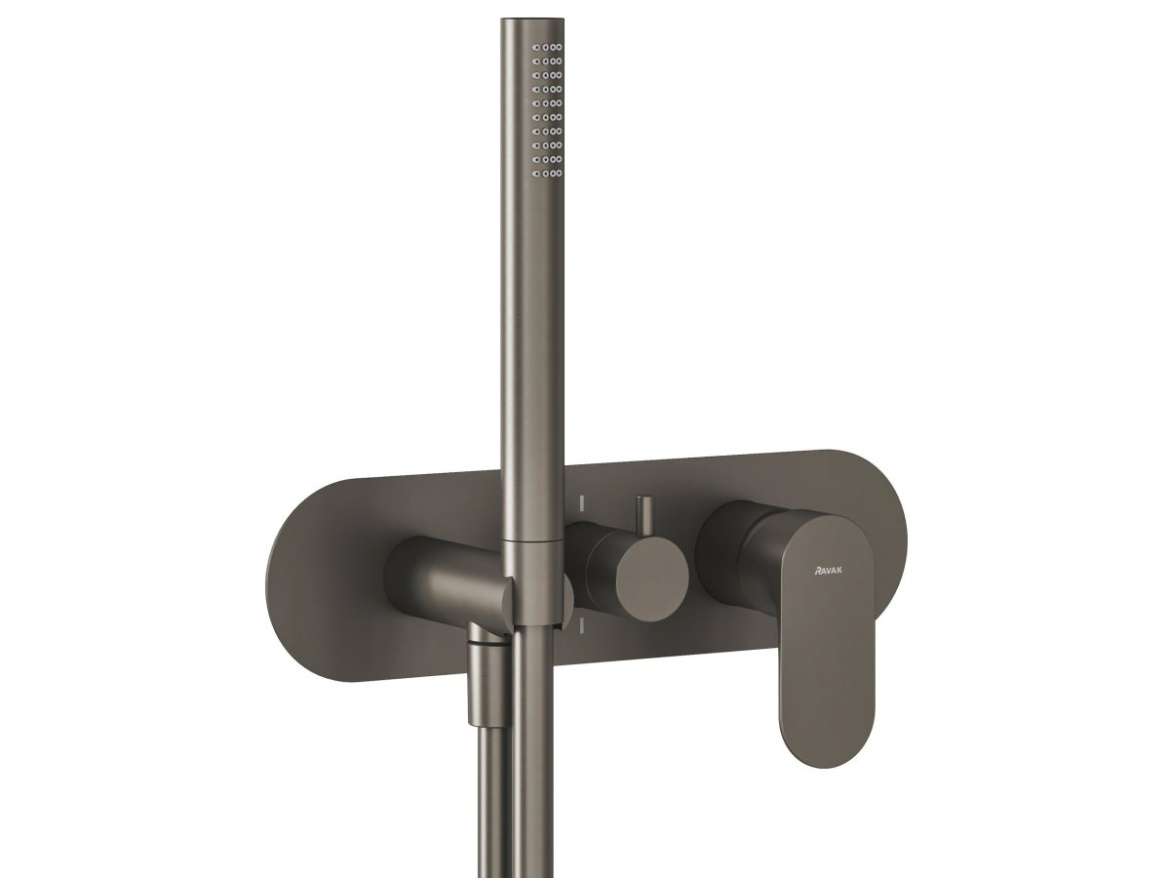 Ravak EL 065.20BLM.O2.RB07D.+S Podomietková batéria 2-cestná pre R-box, so sprchovým setom, Black Matt