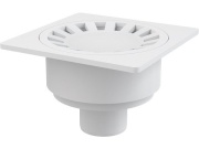 Alcadrain Podlahová vpusť 150 x 150 mm, mřížka šedá, boční odtok d 50 mm,  APV16