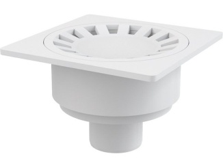 Lefolyók –  Alcadrain Podlahová vpusť 150 x 150 mm, mřížka šedá, boční odtok d 50 mm,  APV16