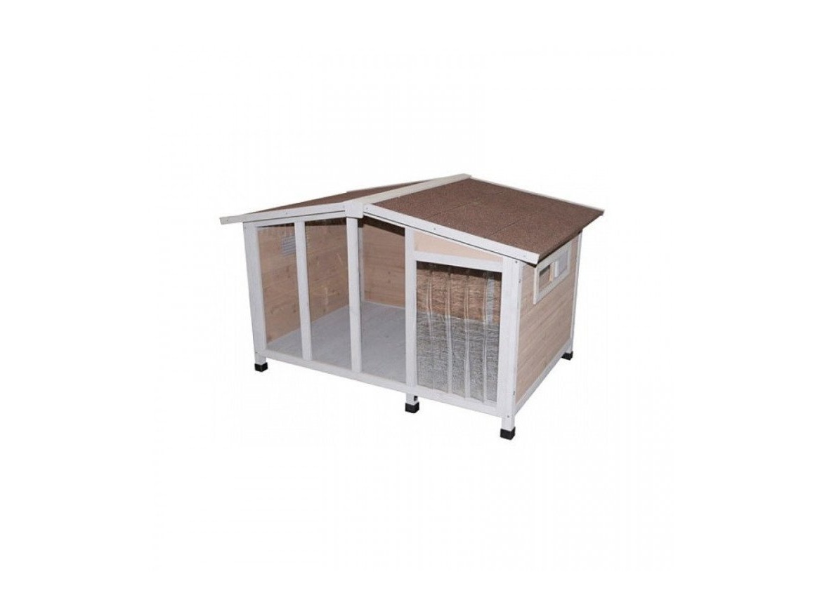 Scobax Bouda pro psa OVERVIEW, dřevěná s průhlednou stěnou, 134 x 92 x 82 cm