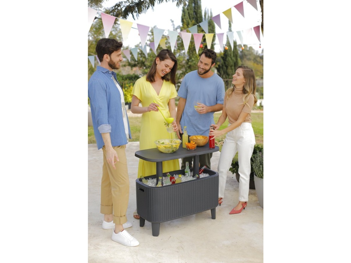 Keter Zahradní stůl  Bevy Bar Cool grafitový ratan