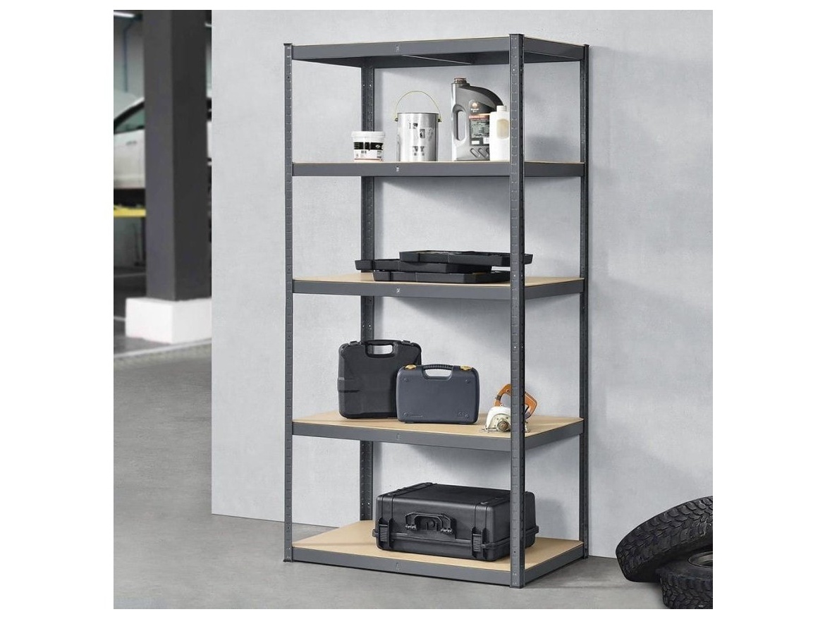 Garden Line Kovový úložný regál černý GardenLine - 5 polic 180 x 90 x 40 cm max 175 kg na polici