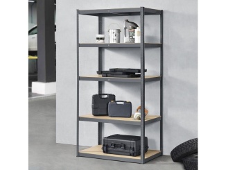 Zahradní domky –  Garden Line Kovový úložný regál černý GardenLine - 5 polic 180 x 90 x 40 cm max 175 kg na polici