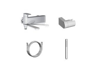 Vodovodní baterie –  Ravak CR II 022.20BL.+S Vaňová nástenná batéria so sprchovým setom, čierna