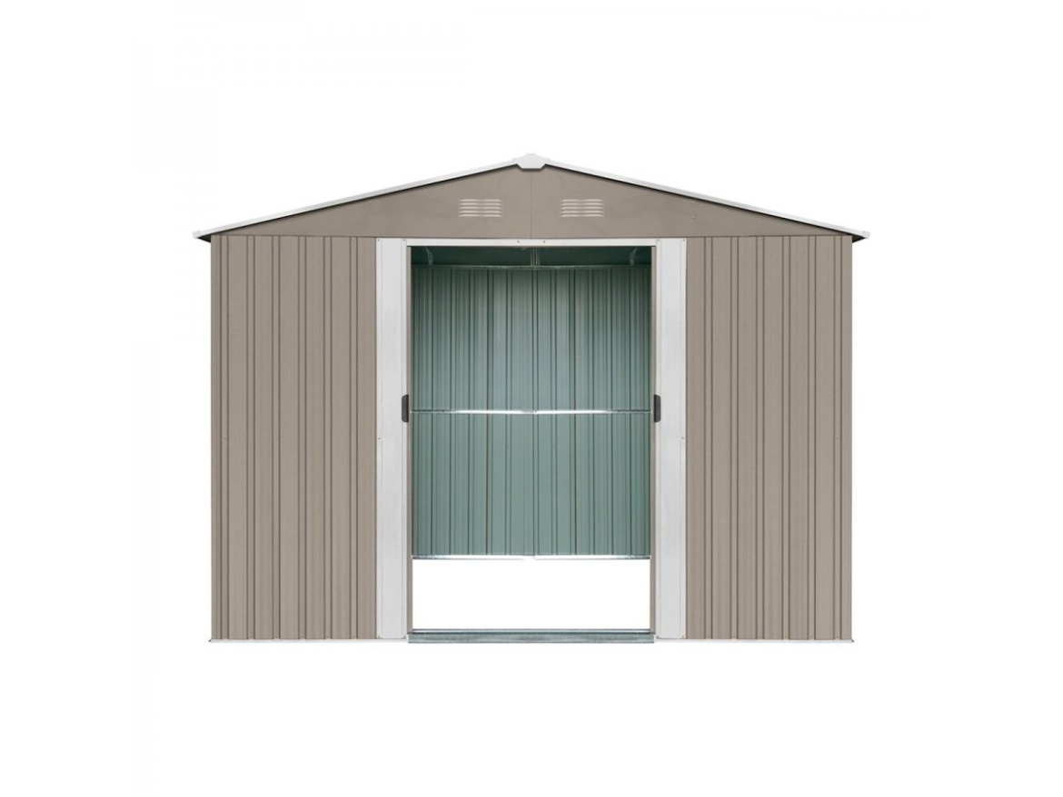 Zahradní domek kovový 3 x 3,7 m se sedlovou střechou hnědý Riwall PRO RMSA 12x10 Brown