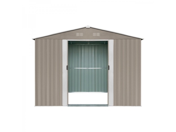 Zahradní domek kovový 3 x 3,7 m se sedlovou střechou hnědý Riwall PRO RMSA 12x10 Brown