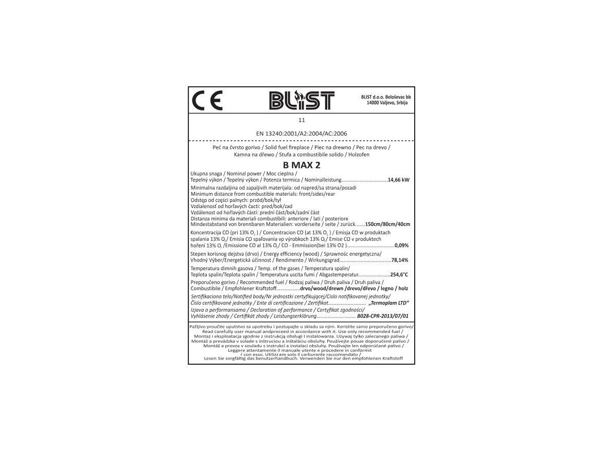 Krbová kamna Blist B MAX 2 - 14kW