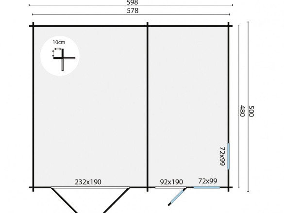 Tuindeco Moa Garage | 44mm | impregnated grey