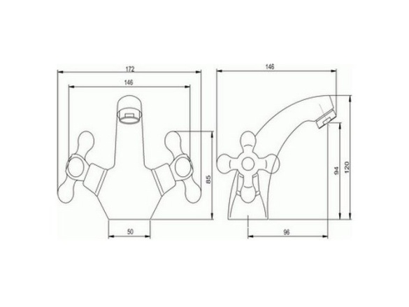 Novaservis Umyvadlová baterie Titania Retro II, chrom, stojánková, bez výpusti,  99101/1,0