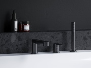 Ravak PU 026.00CR Vaňová 3-otvorová batéria na okraj vane so sprchovým setom, chróm