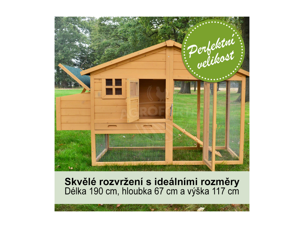 Kurník Scobax Dřevěný kurník BERLIN XXL, 1900x670x1170 mm
