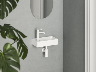 Koupelna a WC –  Ravak Umývátko Veda Wall 40 L, s otvorem pro baterii, bez přepadu, černá matná