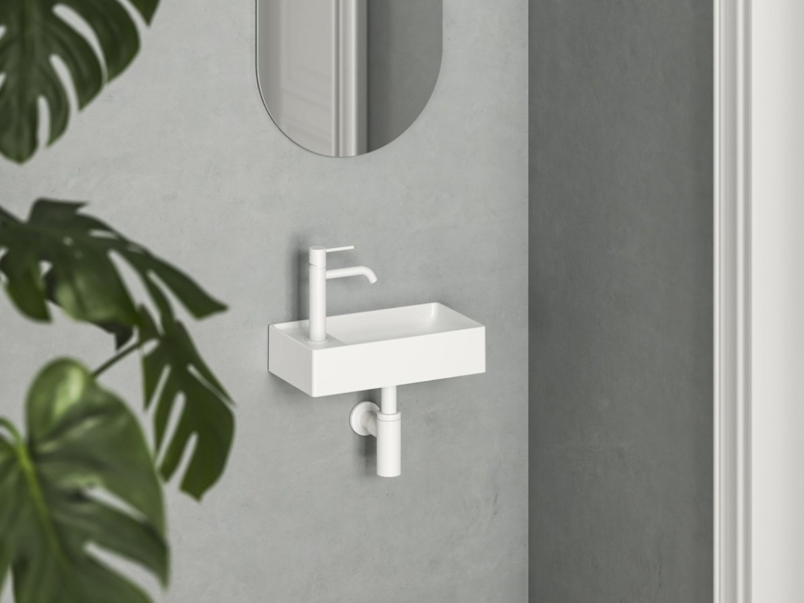 Ravak Umývadlo Veda Wall 40 P, s otvorom pre batériu, bez prepadu, biela matná