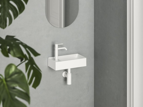 Ravak Umývátko Veda Wall 40 P, s otvorem pro baterii, bez přepadu, černá matná