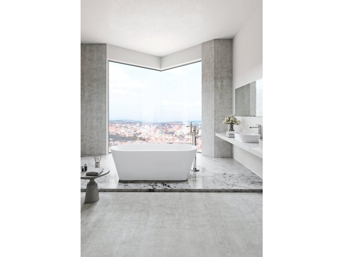 Ravak Vana Solo 178x80, volně stojící, bílá, krytka přepadu a odtoku černá