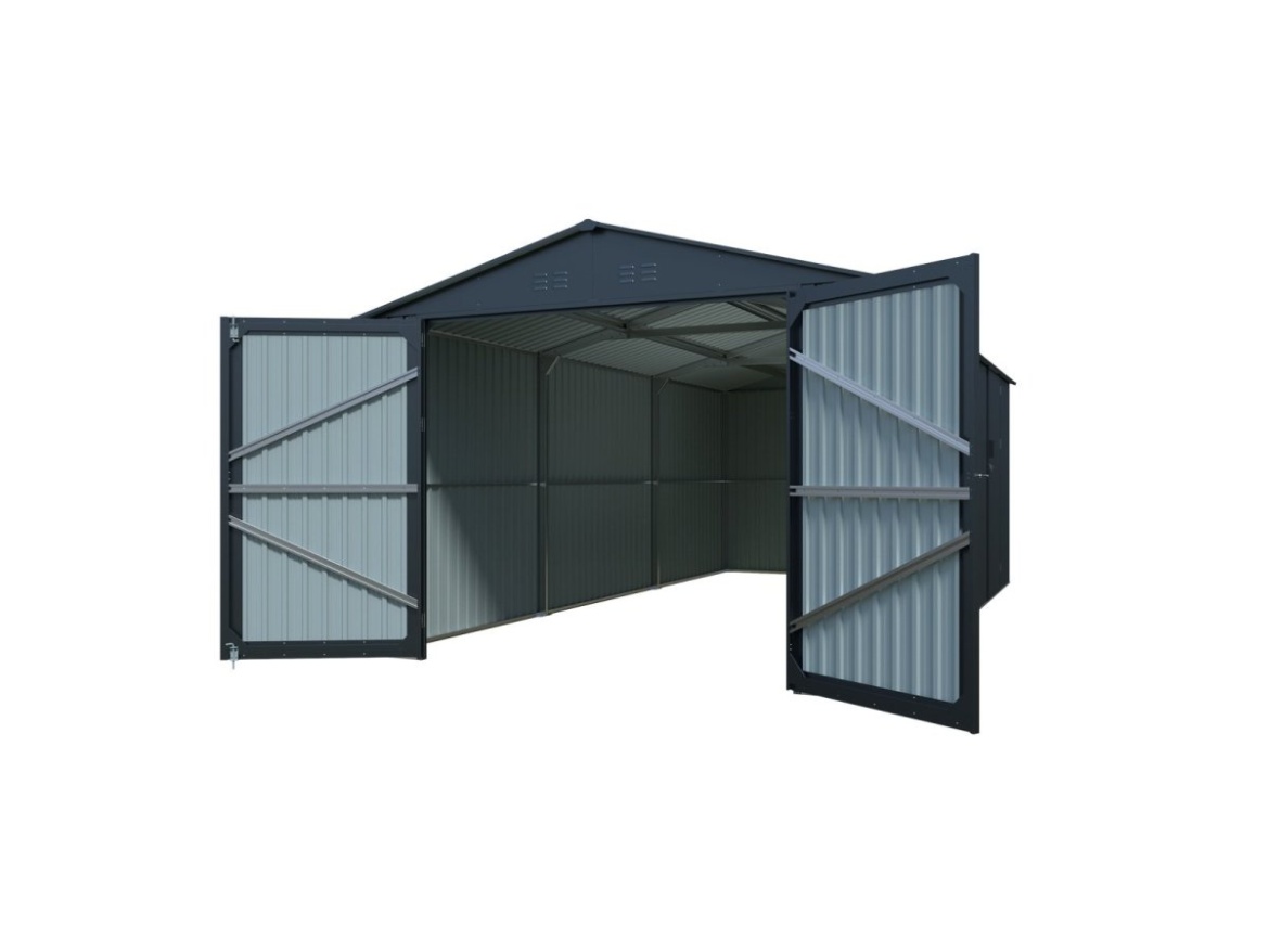 Kovová garáž 3 x 6 m se sedlovou střechou Antracit Riwall PRO RMCG 20x10 Anthracite