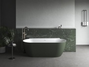 Ravak Vana Freedom Wall II Tec 170x87, volně stojící, Grey Green/bílá, krytka odtoku bílá/černá/chrom