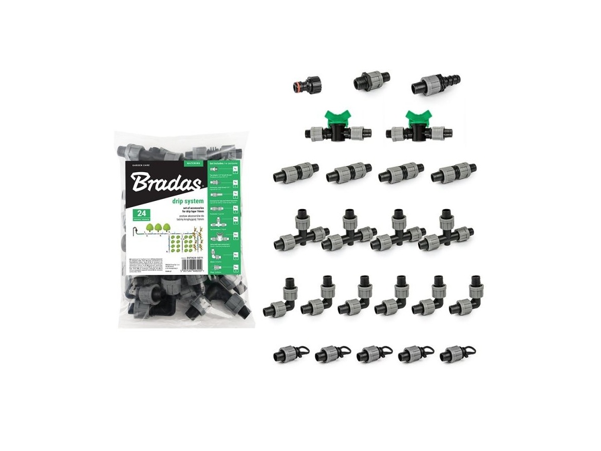 Bradas Sada spojek 16mm s převlečnou matkou, 24ks