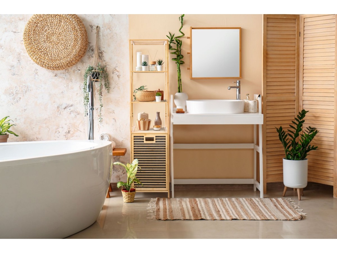 G21 Koš na prádlo  30 l s policemi, bambusový