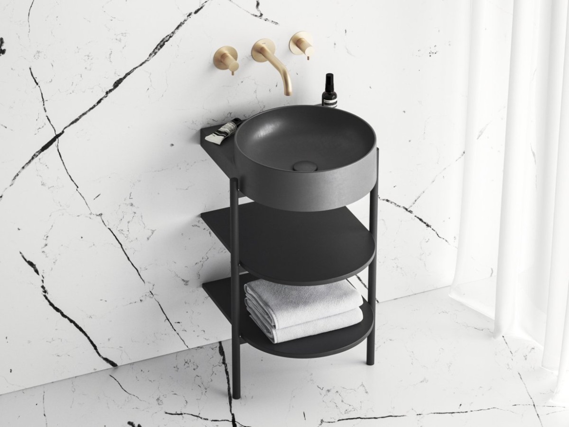 Ravak Umývadlo Yard 40, bez otvoru pre batériu, bez prepadu, Smoke Grey