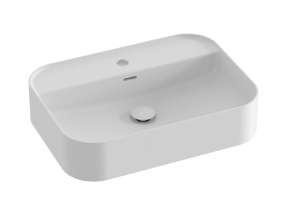 Ravak Umyvadlo Ceramic Slim Shelf R 55, s otvorem pro baterii, s přepadem, antracit