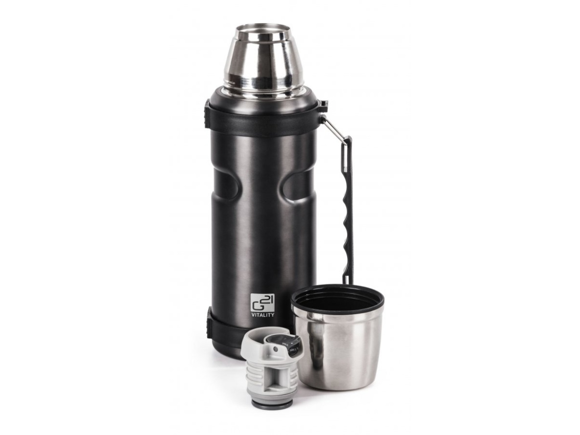 G21 Termoláhev  na pití, 1000 ml, ocelově šedá s rukojetí