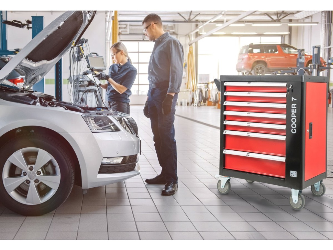 G21 Dílenský vozík  Cooper 7, černo-červený