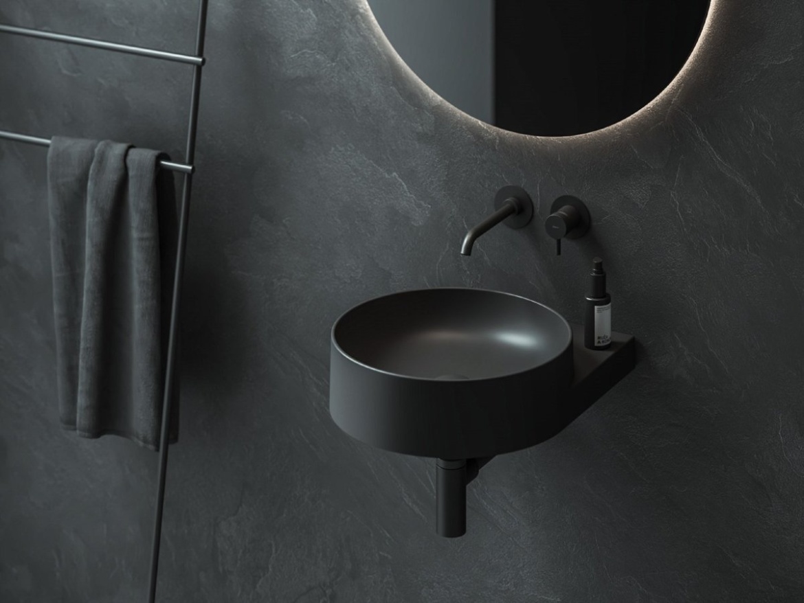 Ravak Umývadlo Yard 40, bez otvoru pre batériu, bez prepadu, Smoke Grey