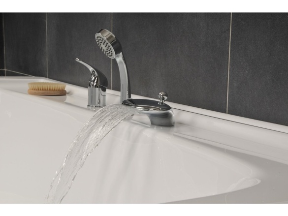 Ravak RS 025.00CR Vanová stojánková 3-otvorová baterie se sprchovým setem, vodopád, chrom