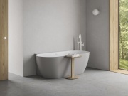 Ravak Vana Freedom Wall II Tec 170x87, volně stojící, Smoke Grey/bílá, krytka odtoku bílá/černá/chrom